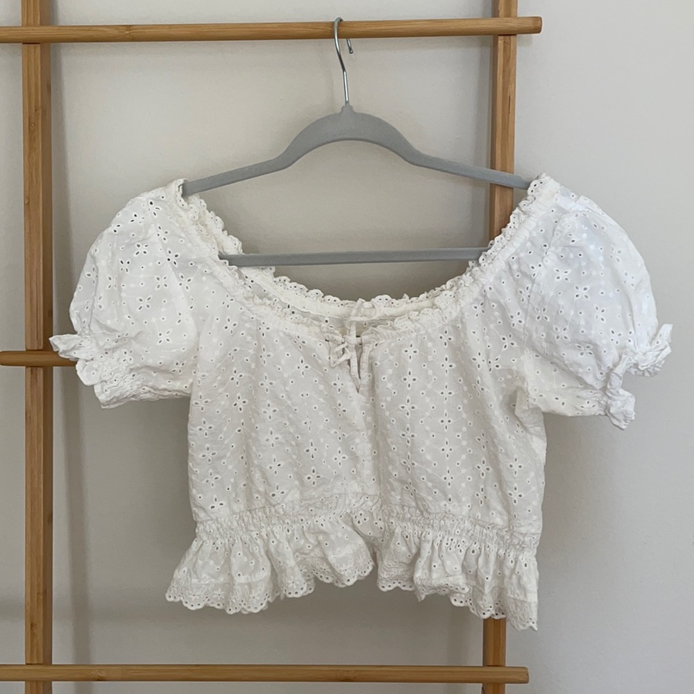 Capulet white eyelet cropped top